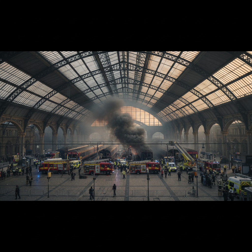 Glasgow Central Station fire halts rail services as historic building suffers partial collapse