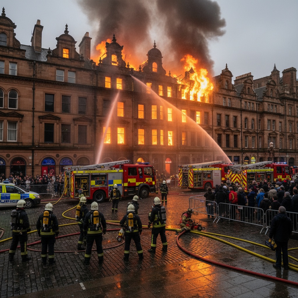 Major Glasgow fire destroys Victorian building as 200 firefighters save Grand Central Hotel