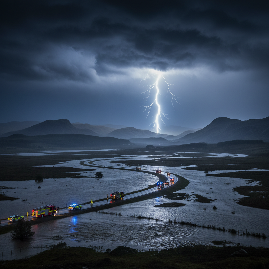 Lightning storms bring flooding and travel chaos across Scotland