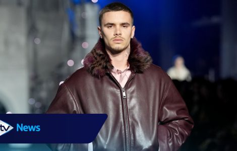 Romeo Beckham and Rosie Huntington-Whiteley Walk Burberry Catwalk at London Fashion Week