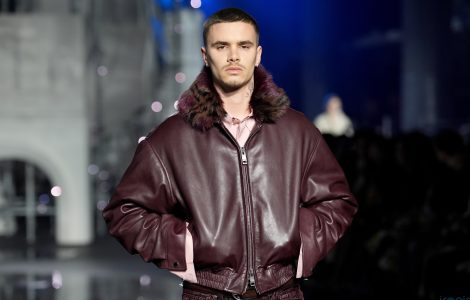 Romeo Beckham and Rosie Huntington-Whiteley Walk Burberry Catwalk at London Fashion Week